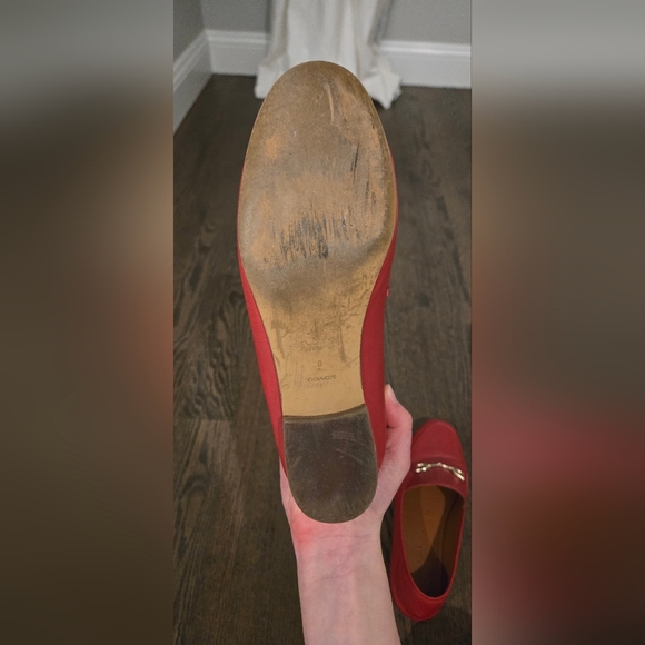 Coach Red Leather Flats with Gold Accent - Picture 6 of 6